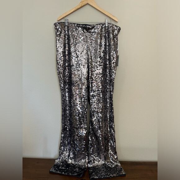 NWT Anthropologie Good American Wide Leg Sequin Pant Sz 3X - Picture 3 of 12